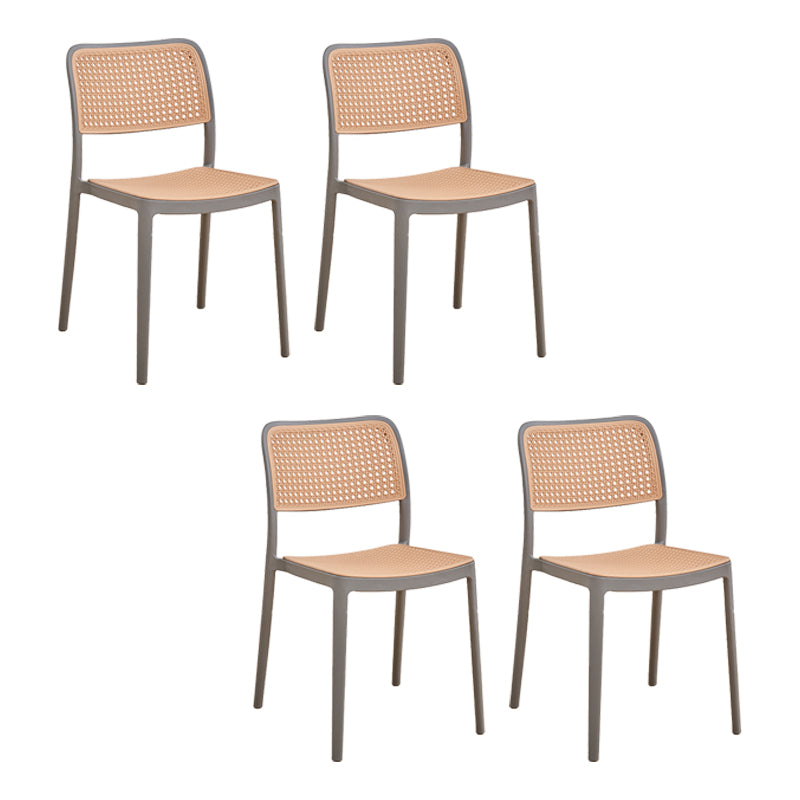 Plastic Patio Dining Side Chair Indoor Armless Open Back Chair