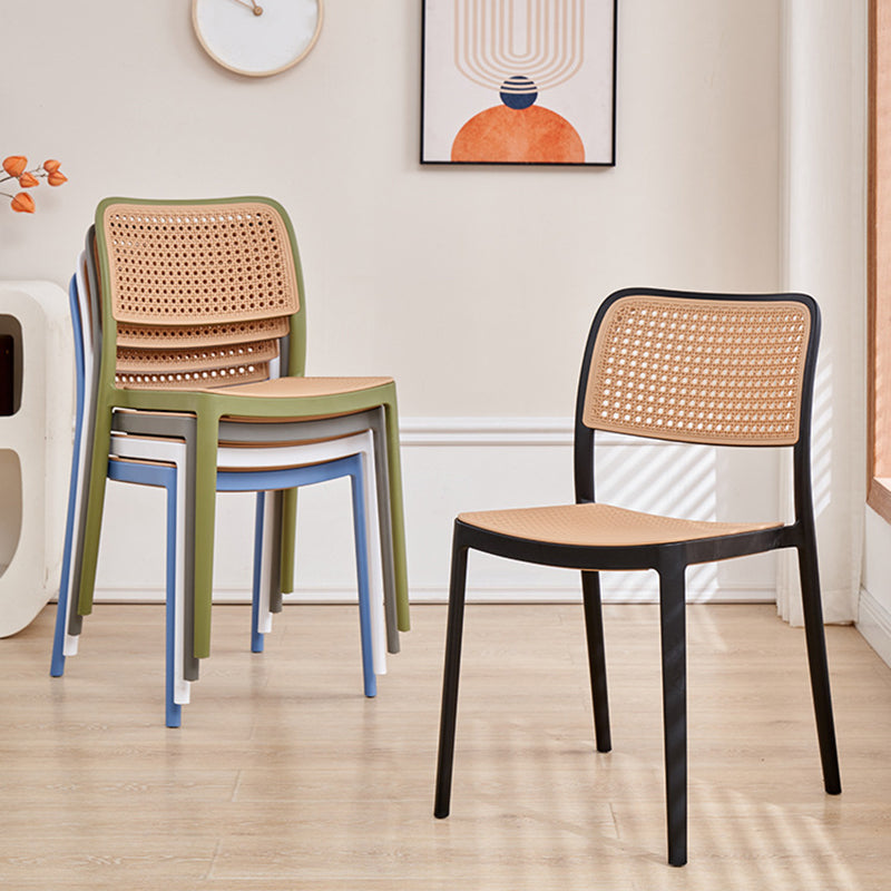 Plastic Patio Dining Side Chair Indoor Armless Open Back Chair