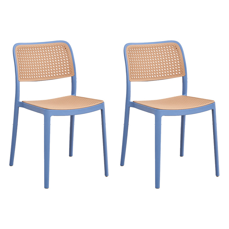 Plastic Patio Dining Side Chair Indoor Armless Open Back Chair