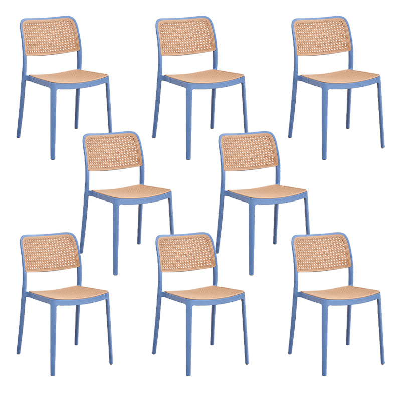 Plastic Patio Dining Side Chair Indoor Armless Open Back Chair