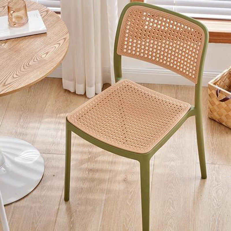 Plastic Patio Dining Side Chair Indoor Armless Open Back Chair