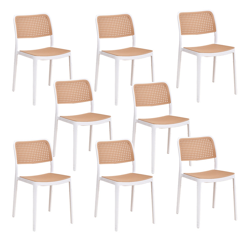 Plastic Patio Dining Side Chair Indoor Armless Open Back Chair