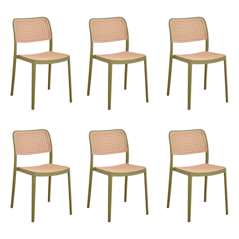 Plastic Patio Dining Side Chair Indoor Armless Open Back Chair