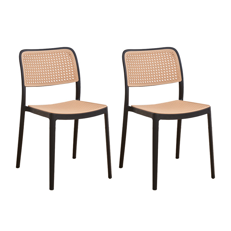 Plastic Patio Dining Side Chair Indoor Armless Open Back Chair
