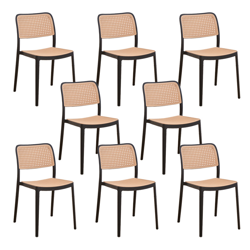 Plastic Patio Dining Side Chair Indoor Armless Open Back Chair