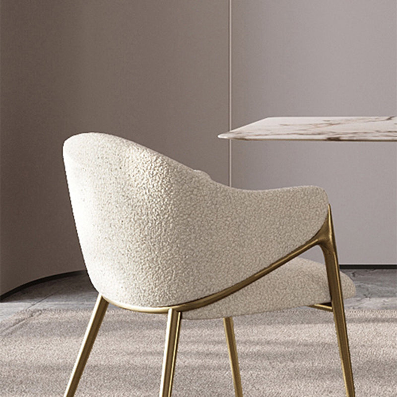 Glam Indoor Upholstered Dining Chair Gold Legs Parsons Arm Chair