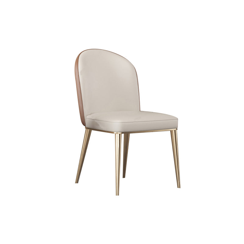 Dining Room Glam Parsons Chair Metal Legs Faux Leather Upholstered Chair