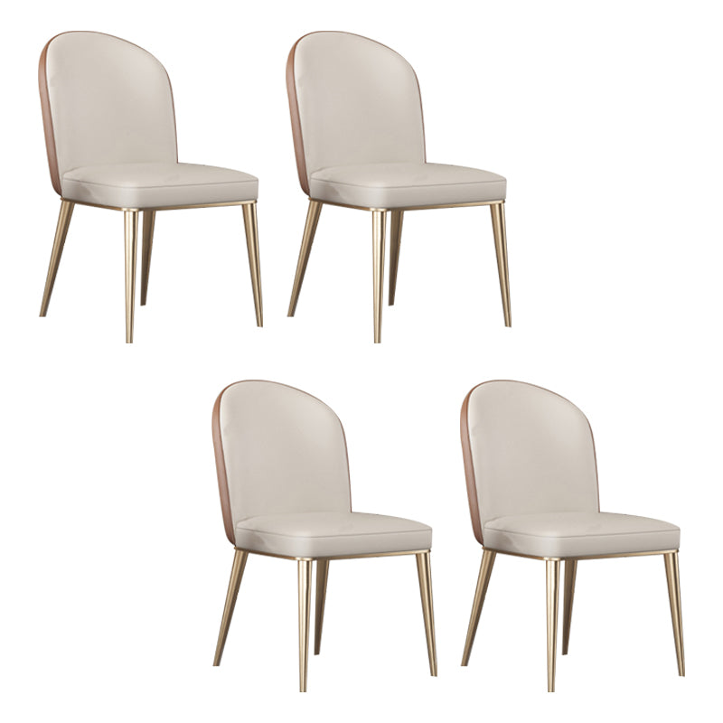 Dining Room Glam Parsons Chair Metal Legs Faux Leather Upholstered Chair