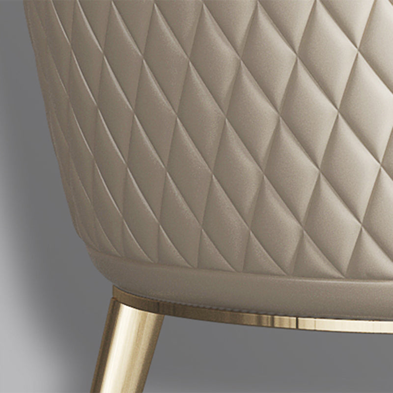 Dining Room Glam Parsons Chair Metal Legs Faux Leather Upholstered Chair