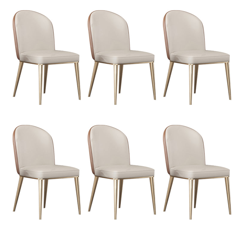 Dining Room Glam Parsons Chair Metal Legs Faux Leather Upholstered Chair