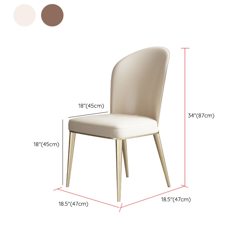 Dining Room Glam Parsons Chair Metal Legs Faux Leather Upholstered Chair