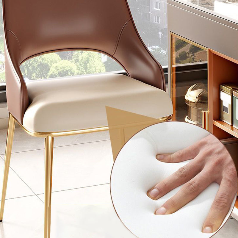 Dining Room Glam Side Chair Faux Leather Chair with Upholstered