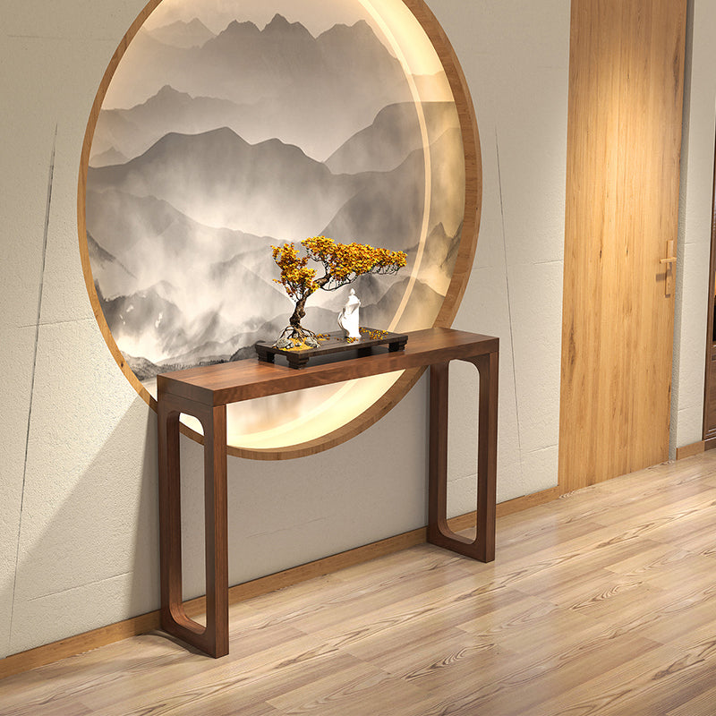 Solid Wood Console Table 33.46" Tall 1-shelf Accent Table with Sled Base