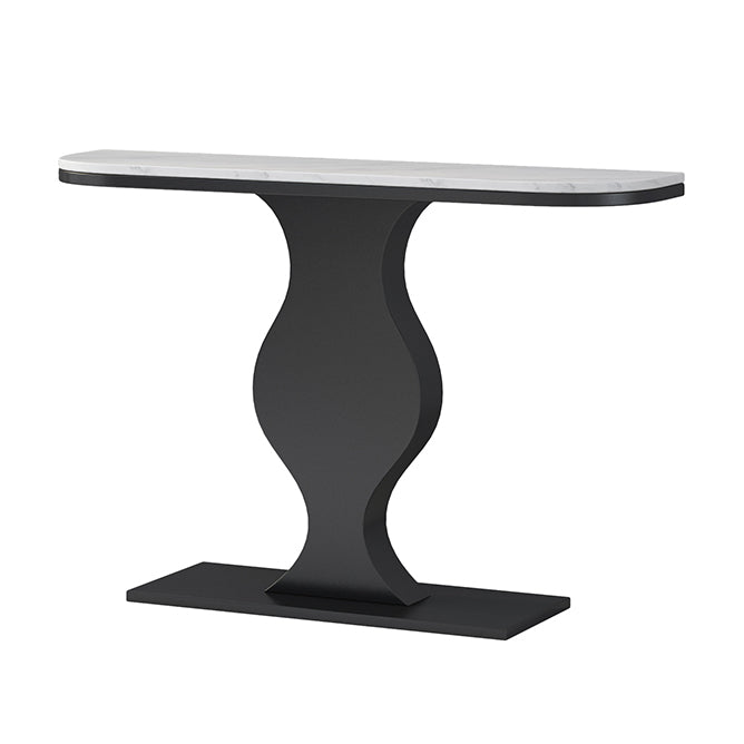 Modern 31.5" Tall Accent Table Stone Half Moon Console Table