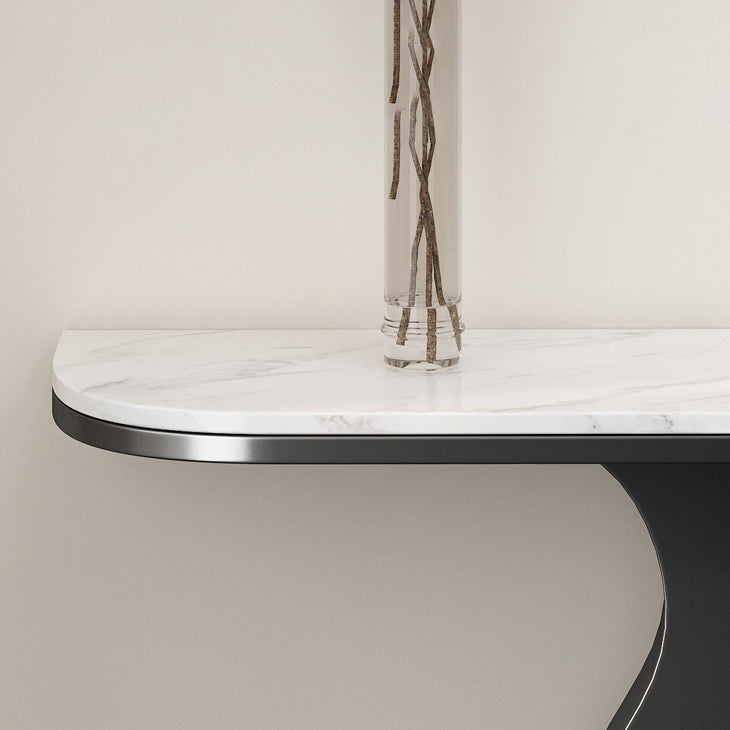 Modern 31.5" Tall Accent Table Stone Half Moon Console Table