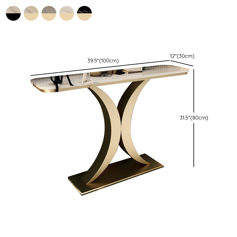 Glam Stone Oval Accent Table Scratch Resistant End Table for Hall