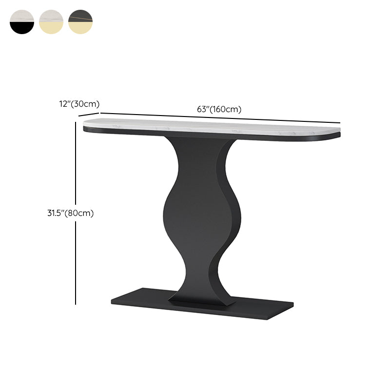 Modern 11.81" W Console Table Stone Half Moon Accent Table for Hall