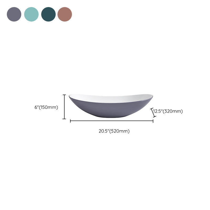 Modern Basin Sink Oval Porcelain with Pop-Up Drain Vessel Bathroom Sink