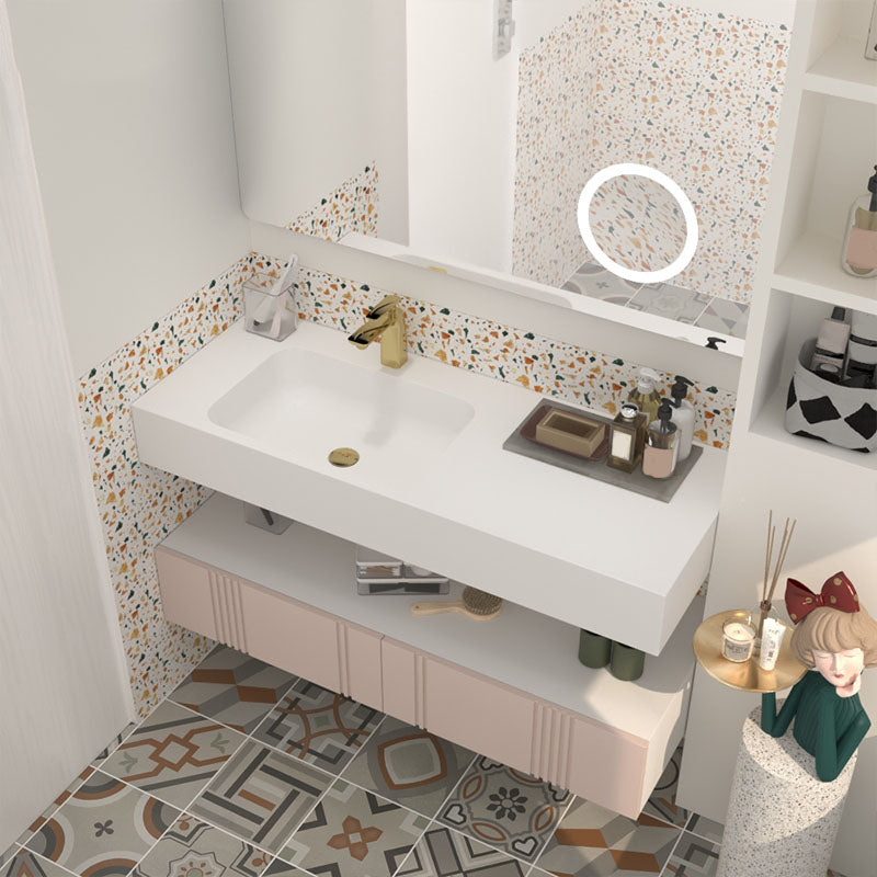 Modern Undermount Bathroom Sink Rectangular Pop-Up Drain Wash Stand without Faucet