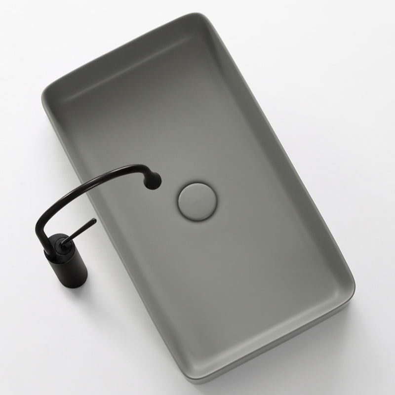 Contemporary Bathroom Sink Rectangular Porcelain Vessel Lavatory Sink with Pop-Up Drain