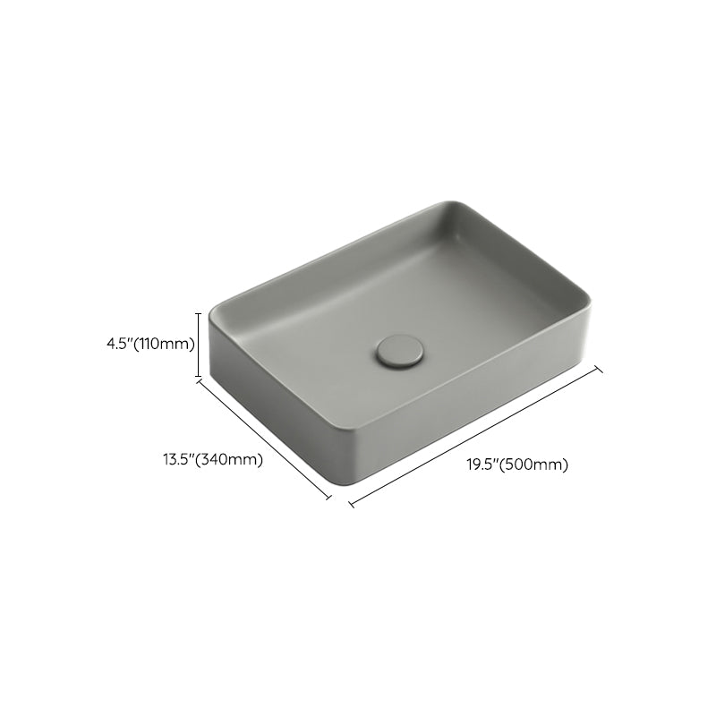 Contemporary Bathroom Sink Rectangular Porcelain Vessel Lavatory Sink with Pop-Up Drain