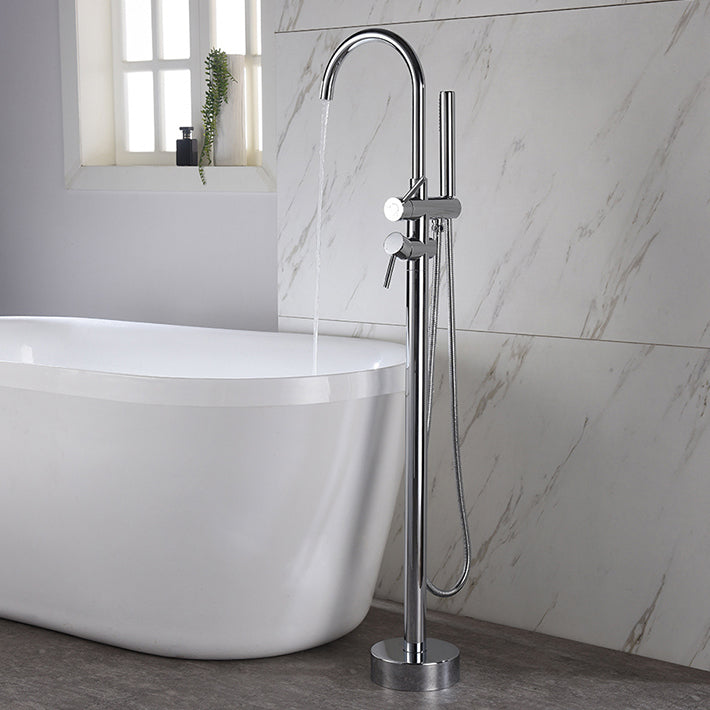 Modern Style Freestanding Bathtub Faucet Brass Floor Mounted Freestanding Faucet