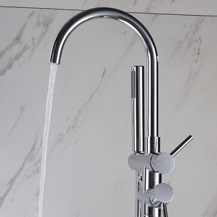 Modern Style Freestanding Bathtub Faucet Brass Floor Mounted Freestanding Faucet