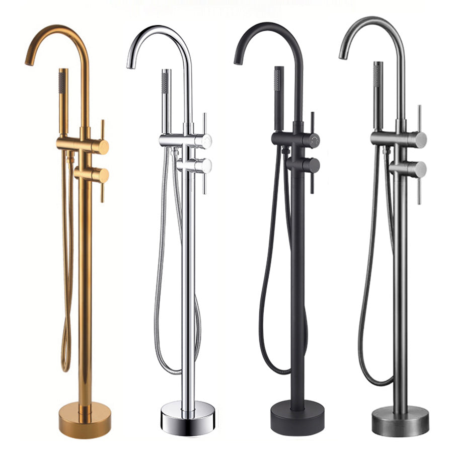 Modern Style Freestanding Bathtub Faucet Brass Floor Mounted Freestanding Faucet