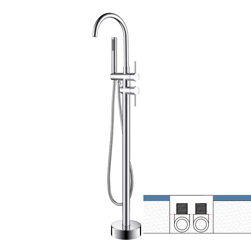 Modern Style Freestanding Bathtub Faucet Brass Floor Mounted Freestanding Faucet