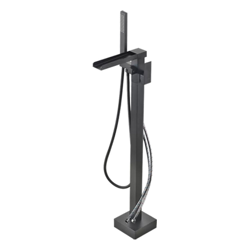 Floor Mounted Metal Freestanding Tub Filler Waterfall Freestanding Faucet with Hose