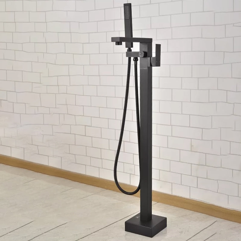 Floor Mounted Metal Freestanding Tub Filler Waterfall Freestanding Faucet with Hose