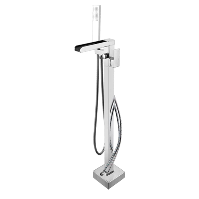 Floor Mounted Metal Freestanding Tub Filler Waterfall Freestanding Faucet with Hose