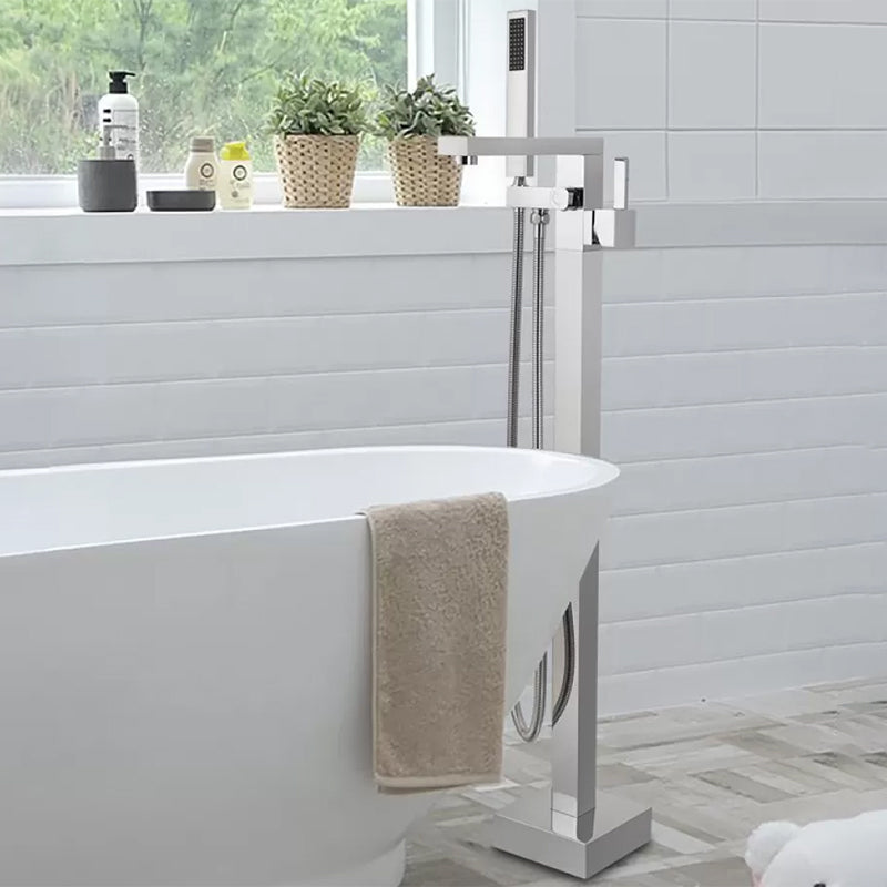 Floor Mounted Metal Freestanding Tub Filler Waterfall Freestanding Faucet with Hose