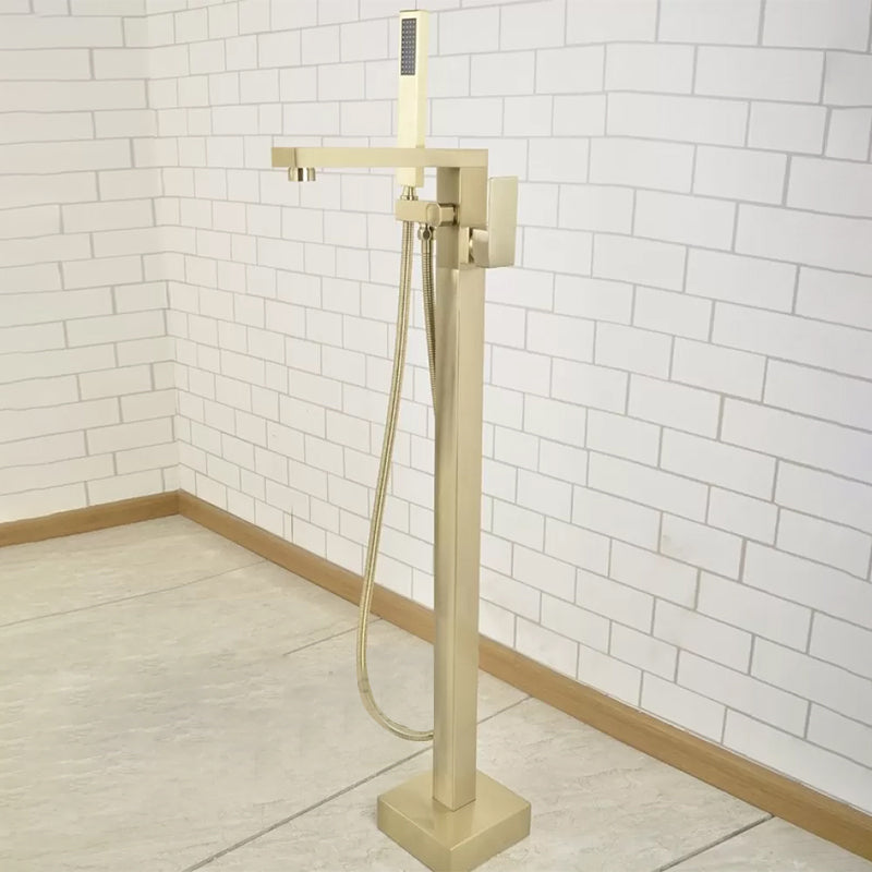 Floor Mounted Metal Freestanding Tub Filler Waterfall Freestanding Faucet with Hose