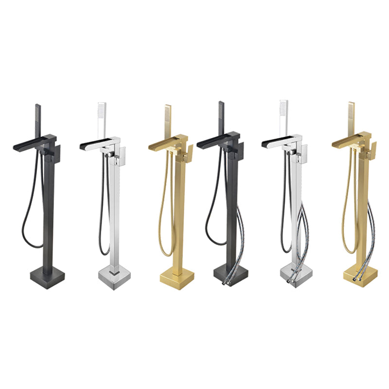 Floor Mounted Metal Freestanding Tub Filler Waterfall Freestanding Faucet with Hose