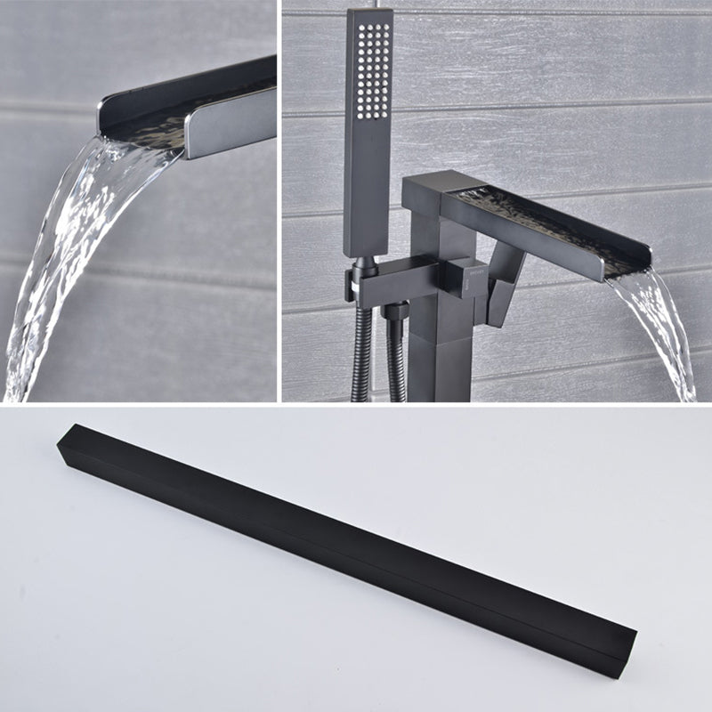 Floor Mounted Metal Freestanding Tub Filler Waterfall Freestanding Faucet with Hose
