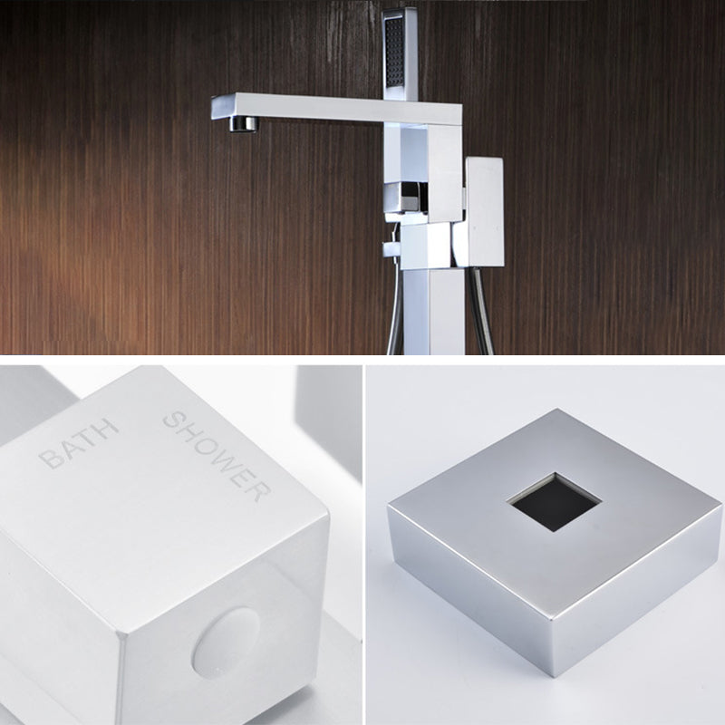 Floor Mounted Metal Freestanding Tub Filler Waterfall Freestanding Faucet with Hose
