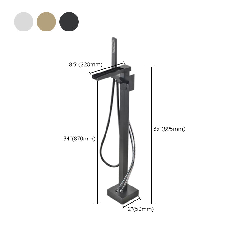 Floor Mounted Metal Freestanding Tub Filler Waterfall Freestanding Faucet with Hose