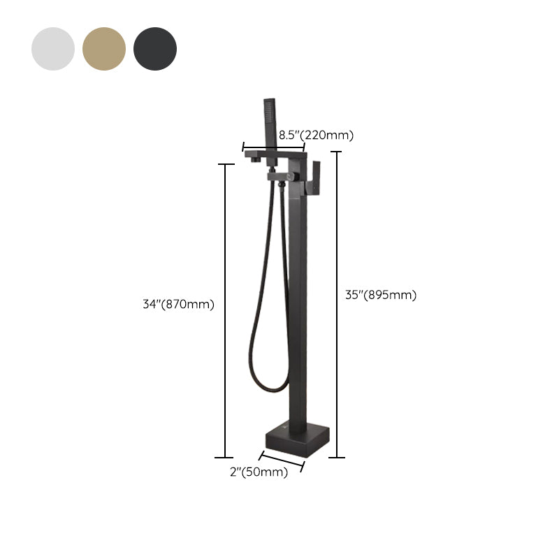 Floor Mounted Metal Freestanding Tub Filler Waterfall Freestanding Faucet with Hose