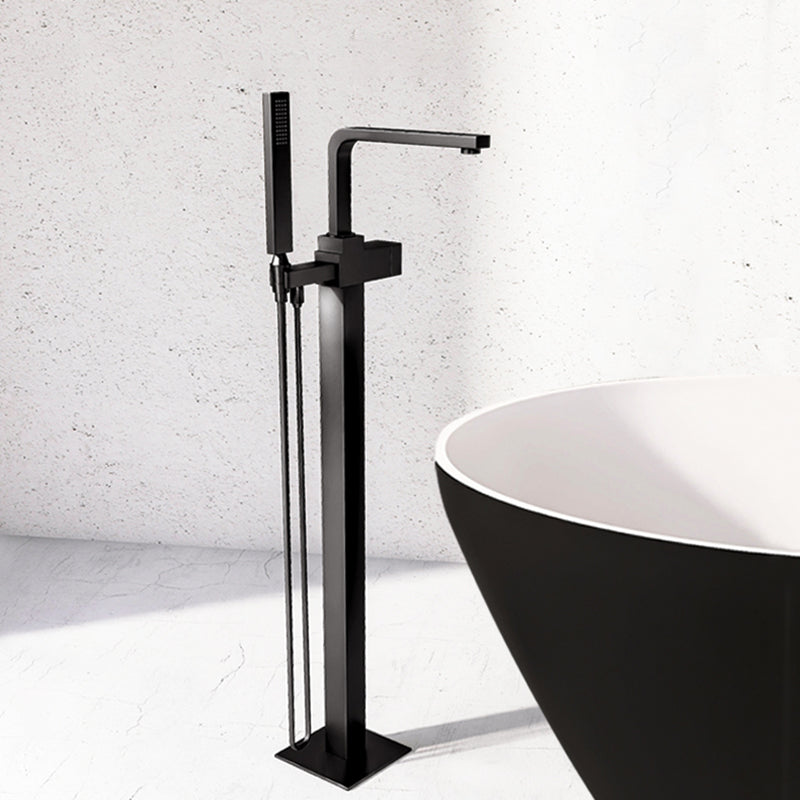 Floor Mounted Copper Freestanding Tub Filler High Arc Tub Filler Trim with Hand Shower