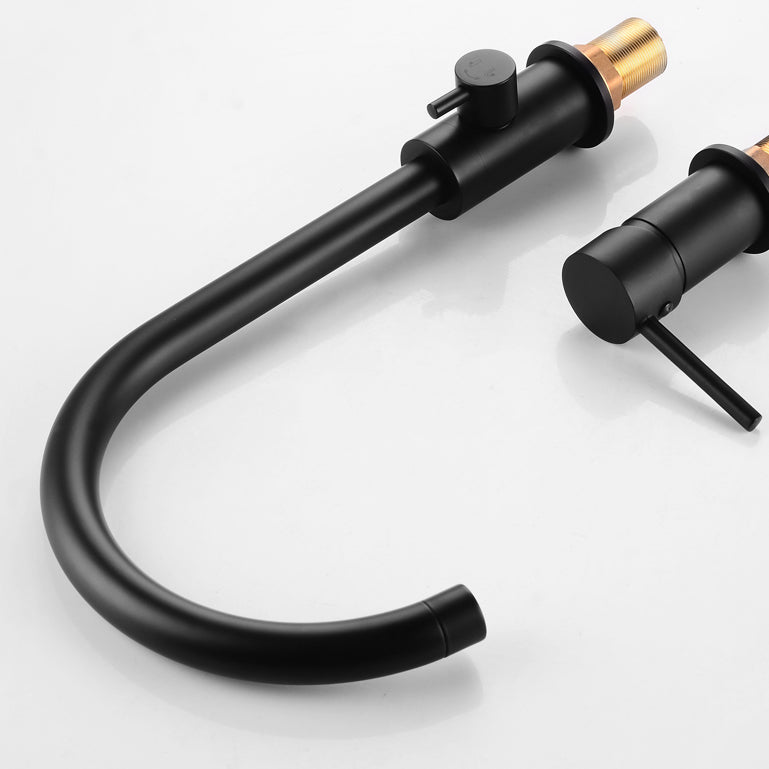 Modern Deck Mounted Metal Tub Filler Gooseneck Faucet in Black/Gold/Silver