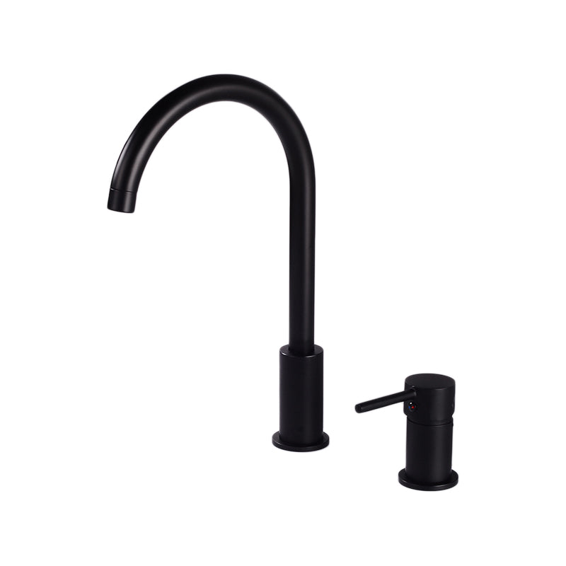 Modern Deck Mounted Metal Tub Filler Gooseneck Faucet in Black/Gold/Silver