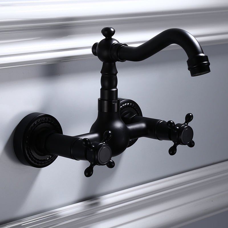 Traditional Wall Mounted Metal Tub Filler Low Arc Waterfall Bathroom Faucet