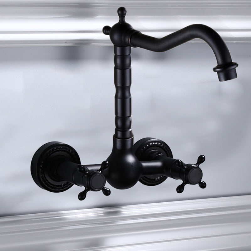 Traditional Wall Mounted Metal Tub Filler Low Arc Waterfall Bathroom Faucet