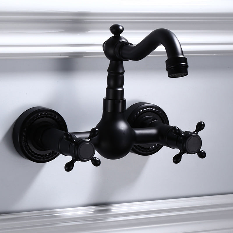 Traditional Wall Mounted Metal Tub Filler Low Arc Waterfall Bathroom Faucet