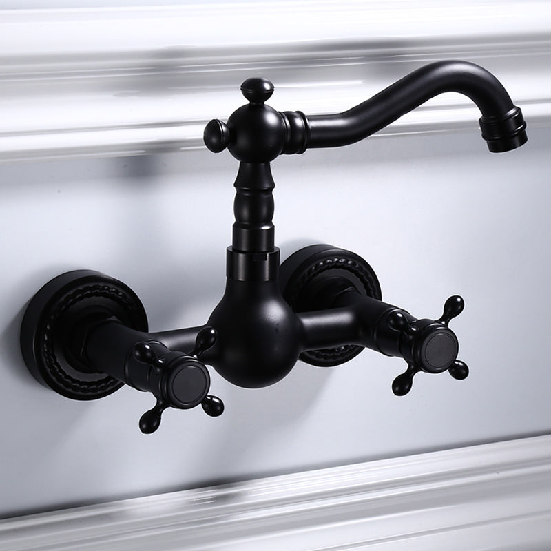 Traditional Wall Mounted Metal Tub Filler Low Arc Waterfall Bathroom Faucet