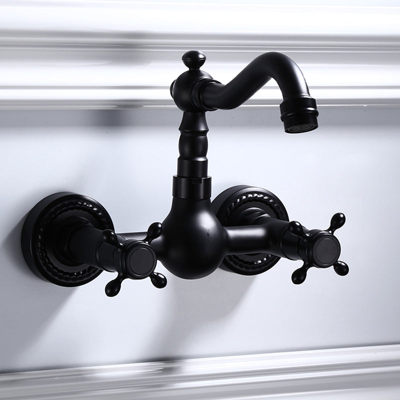 Traditional Wall Mounted Metal Tub Filler Low Arc Waterfall Bathroom Faucet