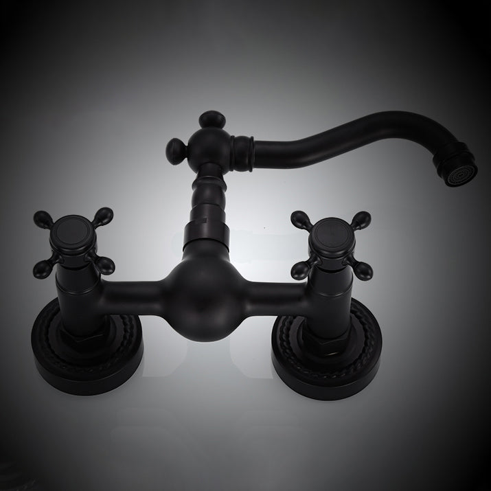 Traditional Wall Mounted Metal Tub Filler Low Arc Waterfall Bathroom Faucet