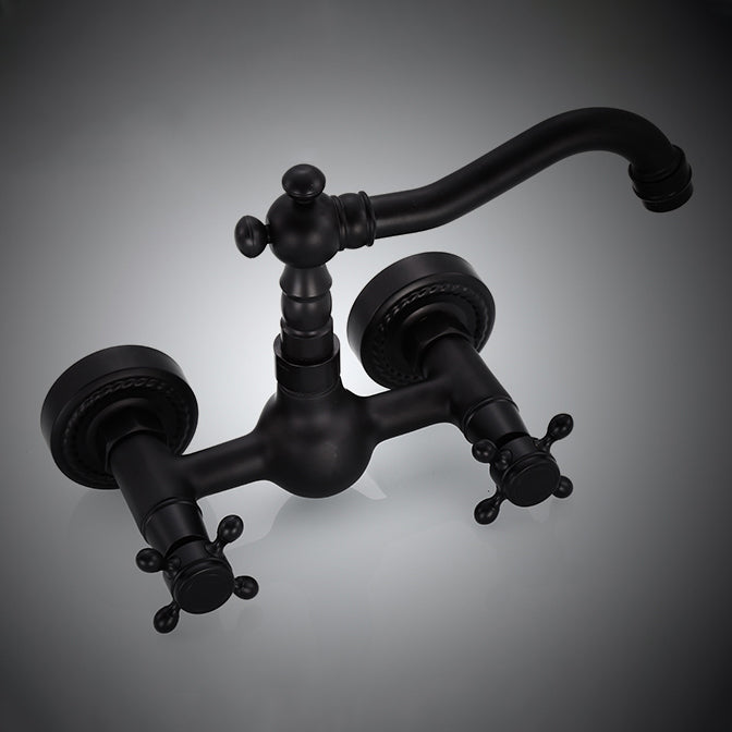 Traditional Wall Mounted Metal Tub Filler Low Arc Waterfall Bathroom Faucet