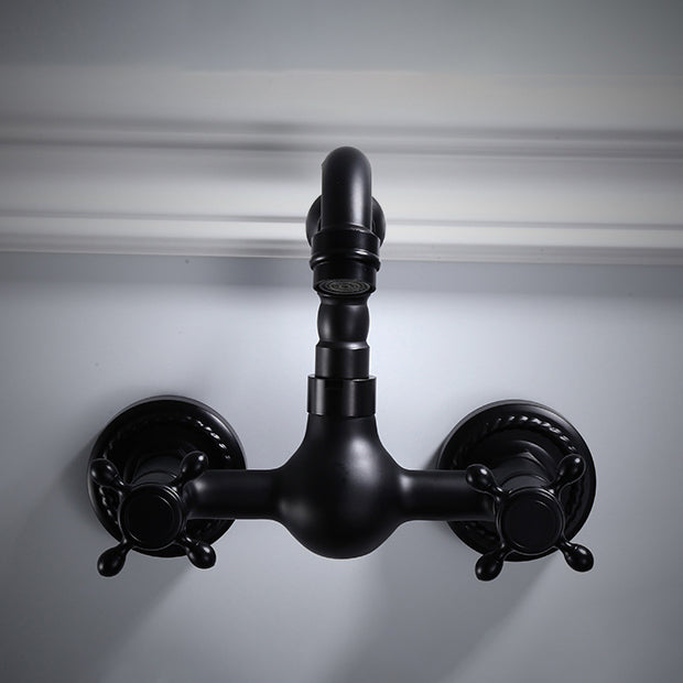 Traditional Wall Mounted Metal Tub Filler Low Arc Waterfall Bathroom Faucet